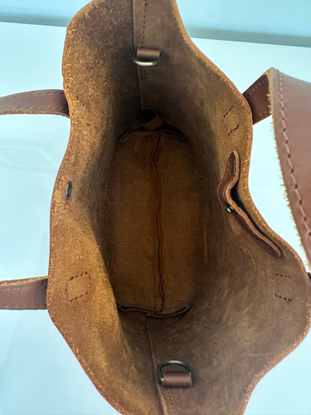Portland Leather Goods Mini Crossbody Tote Handbag in Honey - Picture 7 of 12